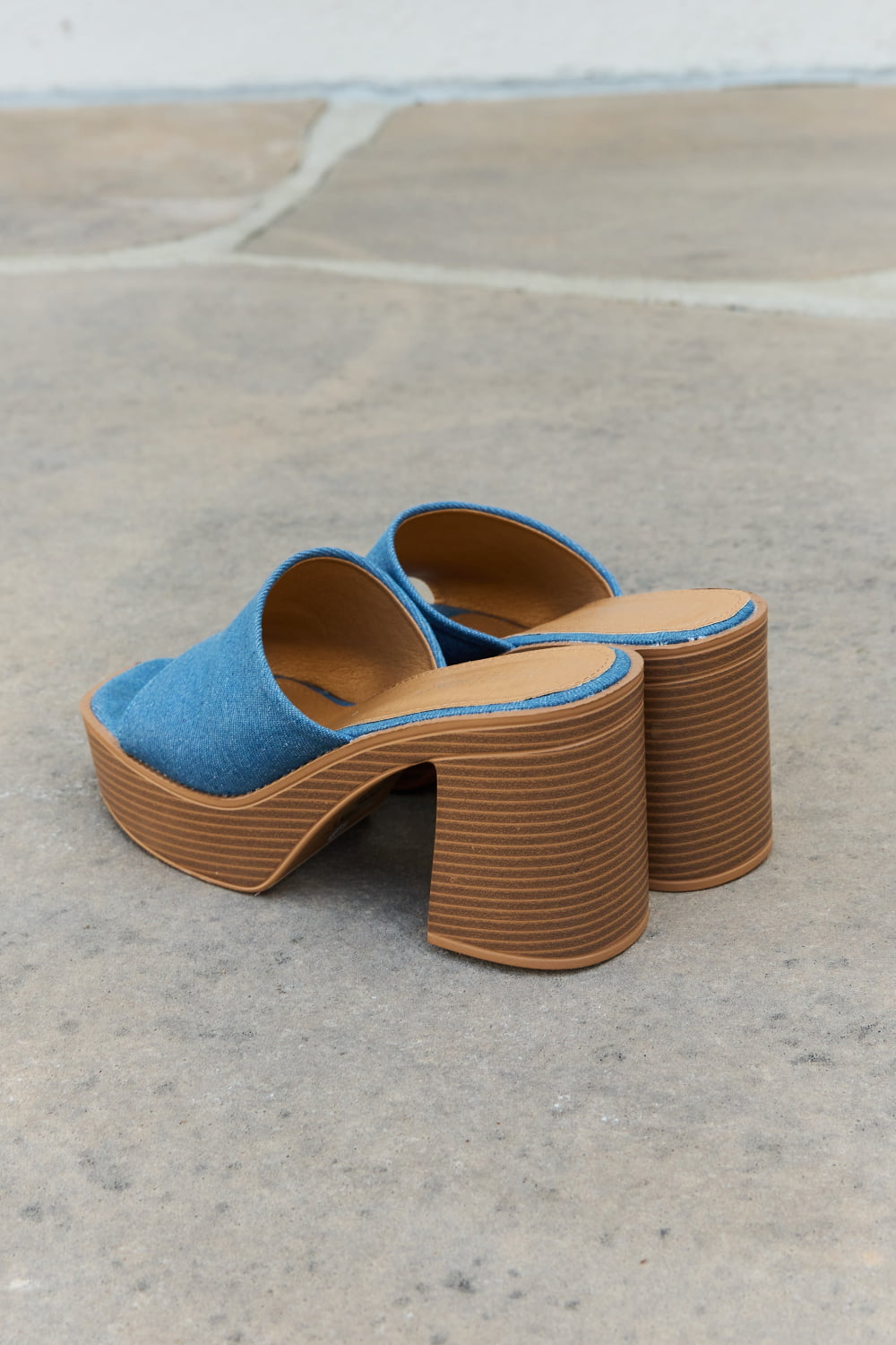 Essential Platform Denim Block Heel Sandals