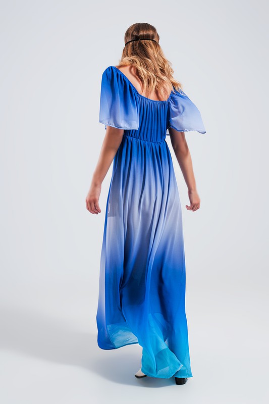 OMBRE SWEETHEART MAXI DRESS IN BLUE