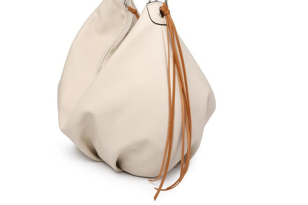 Women hobo Bag Contrast Woven Handle
