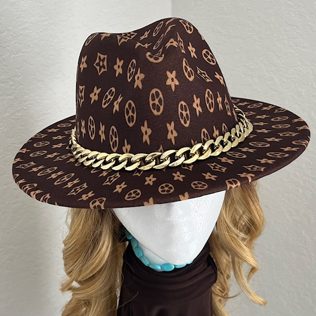 Felt Fedora Brown Hat with Chainlink Band