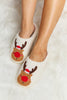 Red Rudolph Print Plush Slide Slippers