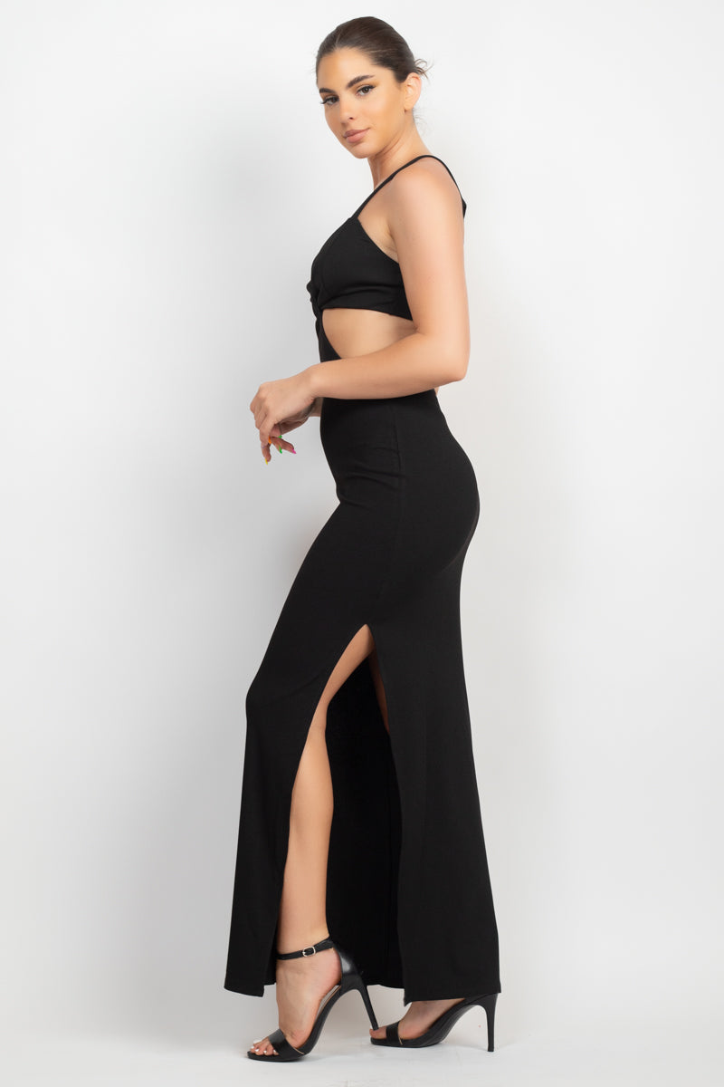 Cutouts Side Slit Maxi Dress